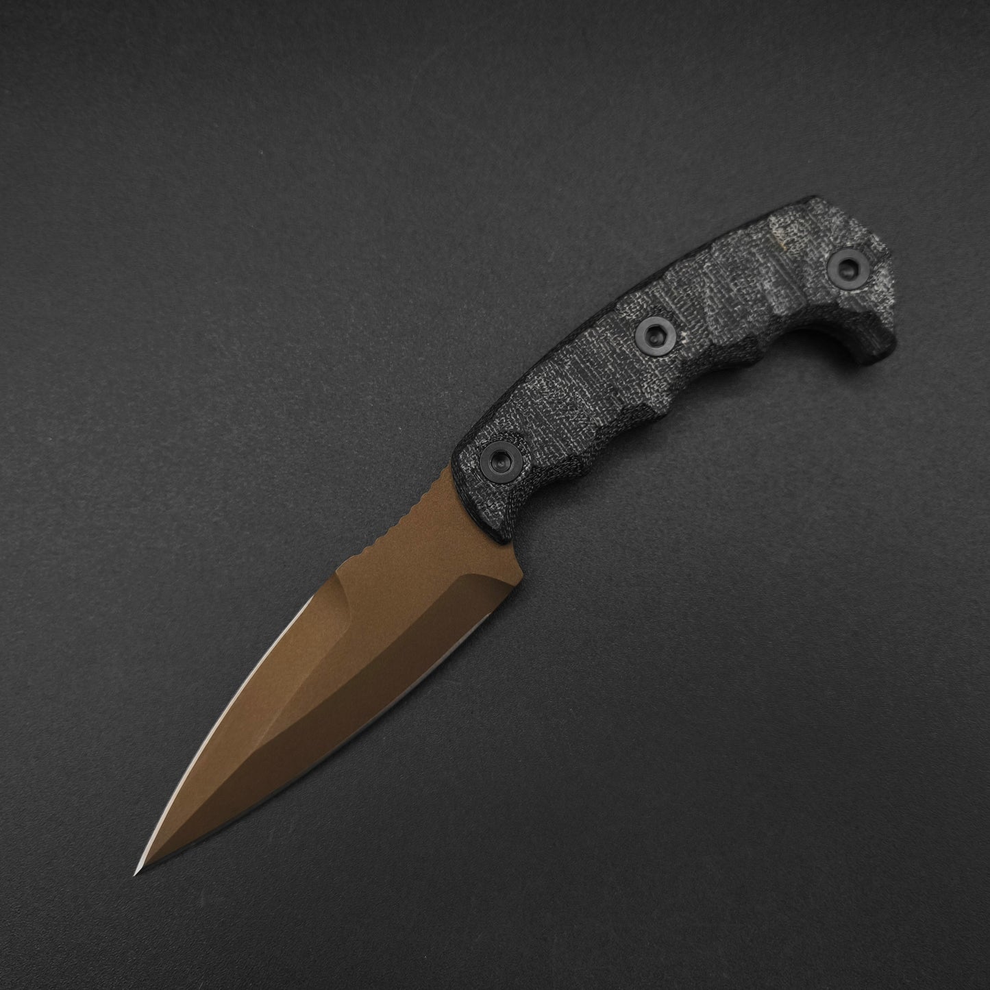 Half Face Blades HUMINT 4" Black Canvas Micarta, Midnight Bronze 2