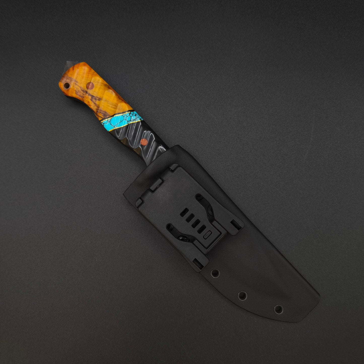 Sea Sick Blades Bowie, Buffalo Horn, Turquoise, Mahogany 80CrV2 5