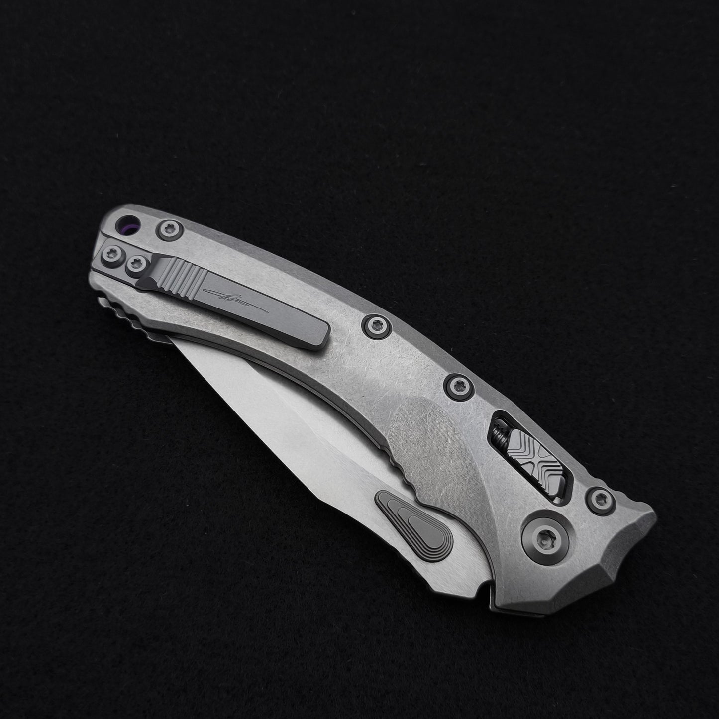Microtech Amphibian Ram-Lok Stonewash Marfione Select Purple