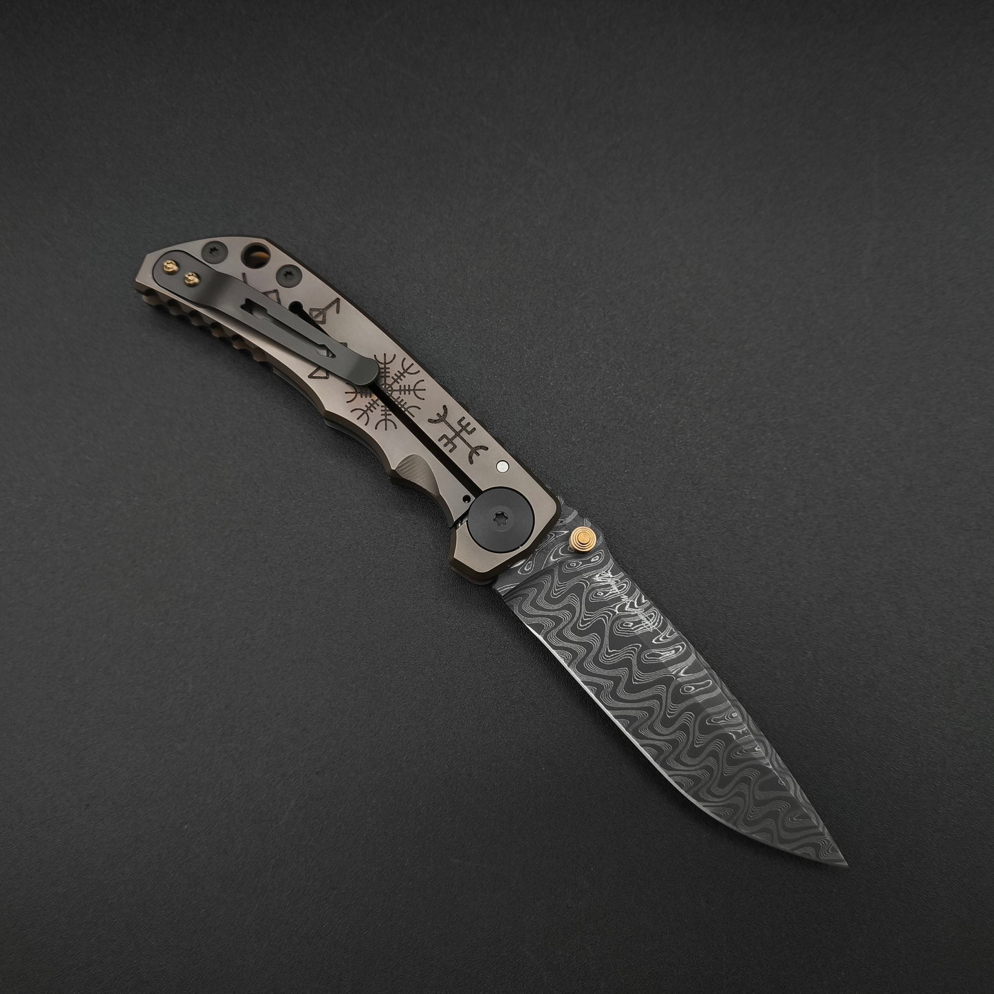 Spartan Blades Harsey Folder SF5 Custom Chad Nichols Damascus Runes 2