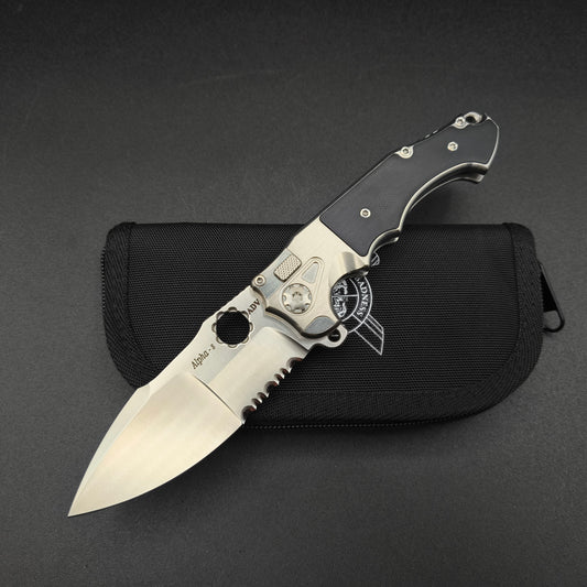 ADV Mini Alpha-S Serrated Satin Black G-10 1