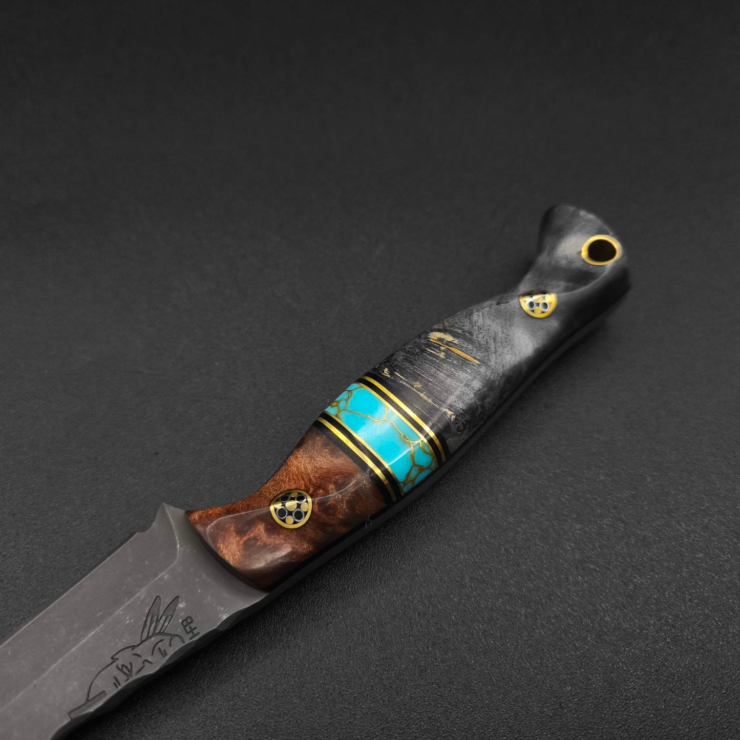 Half Face Blades Congressman, Redwood Burl, Turquoise, dyed Buckeye 4