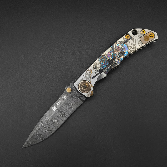 Spartan Blades Harsey Folder SF5 Custom Chad Nichols Damascus Ronin Longgunner