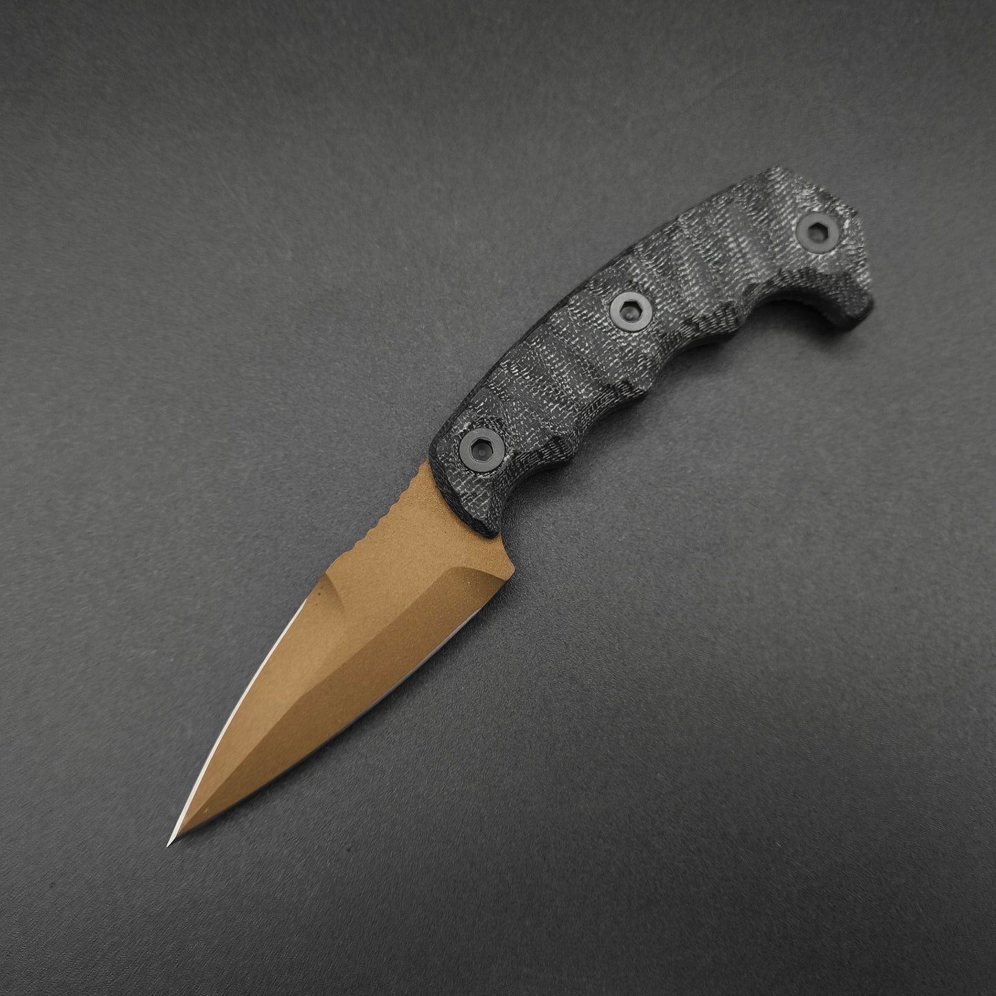 Half Face Blades HUMINT 3" Black Canvas Micarta, Midnight Bronze 2