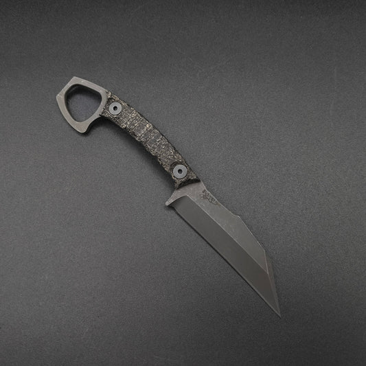 Half Face Blades SHPOS Black Burlap Micarta, stonewashed