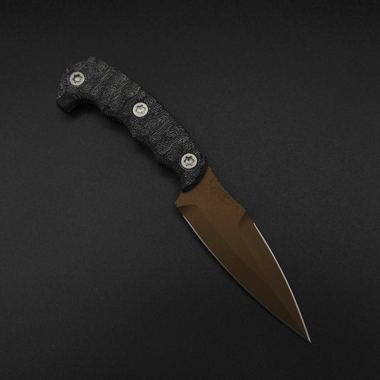 Half Face Blades HUMINT 4" Black Canvas Micarta, Midnight Bronze 1