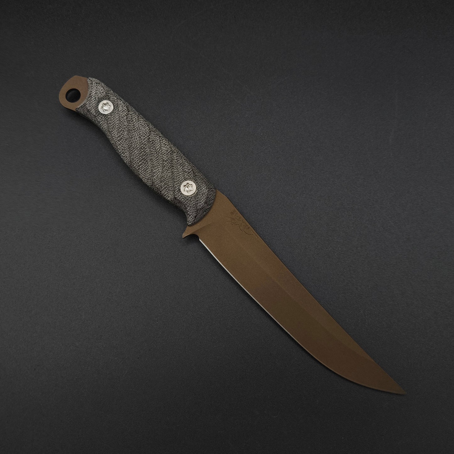 Half Face Blades Crow Breakdown Black Canvas Micarta, Midnight Bronze Cerakote 1