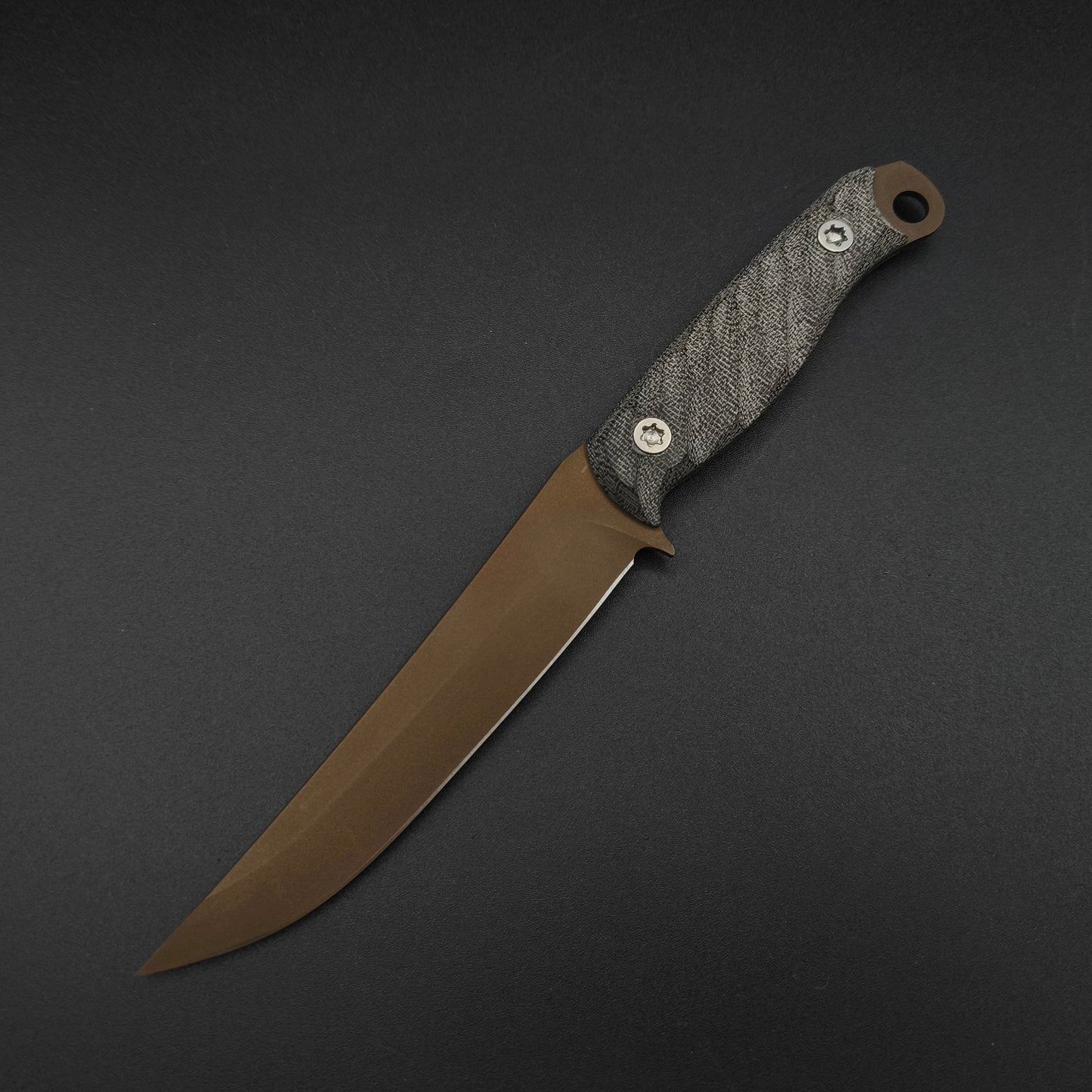 Half Face Blades Crow Breakdown Black Canvas Micarta, Midnight Bronze Cerakote 2