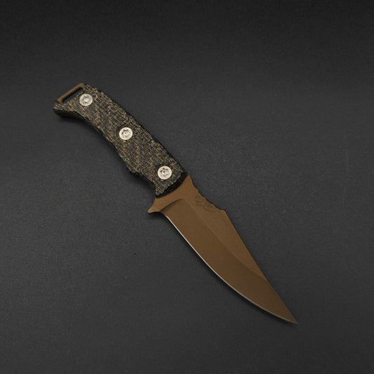 Half Face Blades Tosahwi Black Burlap Micarta, Midnight Bronze