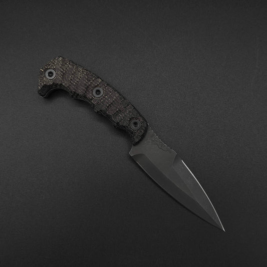 Half Face Blades HUMINT 4" Black Burlap Micarta, stonewashed 1