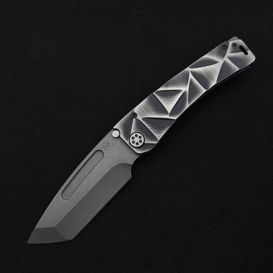 Medford Marauder, Full Size, Acid Distressed Tanto, Black and Silver Stained Glass 1