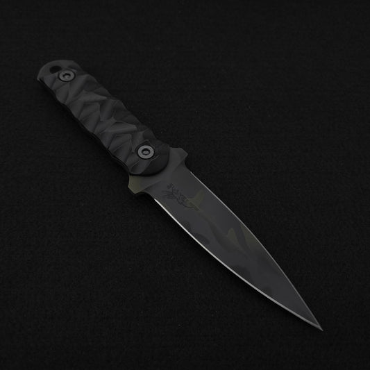 Half Face Blades Combat Dagger Black G10, Black Multicam Cerakote