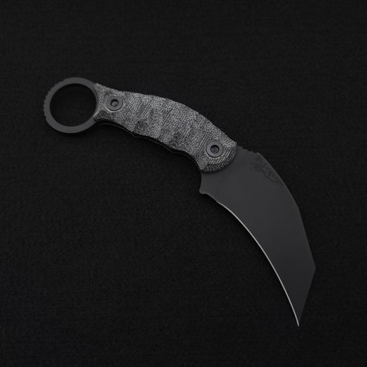 Half Face Blades Karambito Black Canvas Micarta, Armor Black Cerakote 1