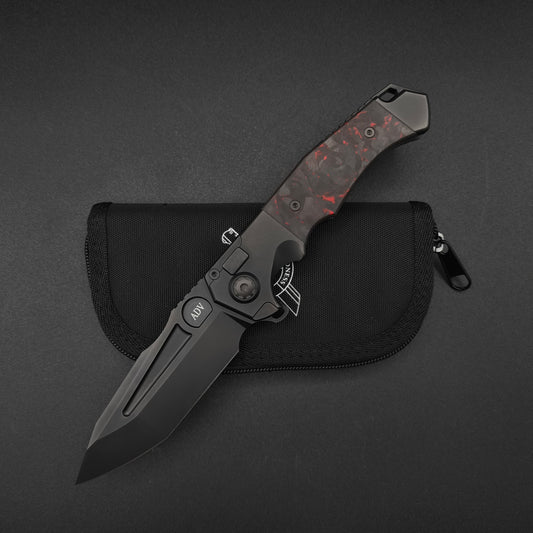 ADV Ronin All Black Titan, Red Black Carbon Fiber, M390