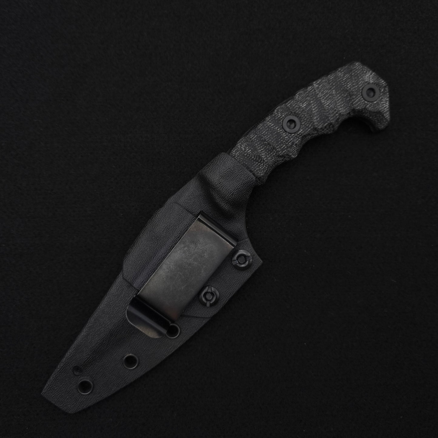 Half Face Blades HUMINT 4" Black Canvas Micarta, Armor Black Cerakote 4