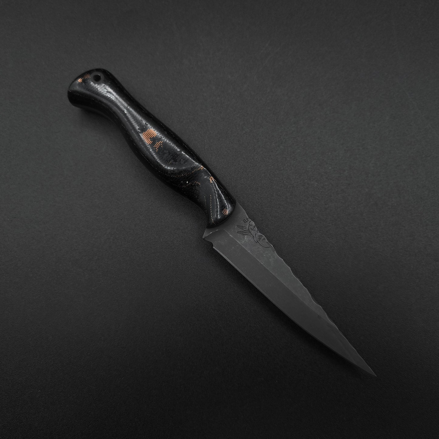 Half Face Blades Congressman Black Canvas Micarta, Copper Mesh 1