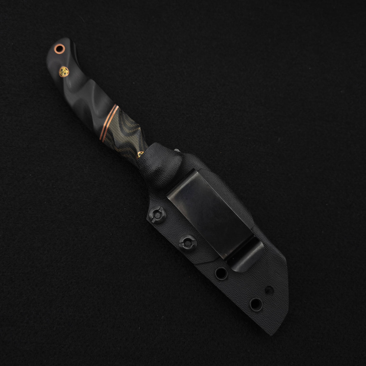 Half Face Blades Draugr OD Green and Black Layered Canvas Micarta, African Blackwood