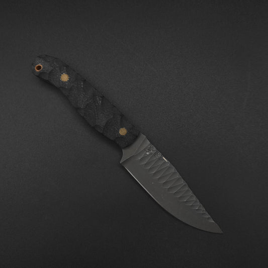 Half Face Blades Crow Jr Bison Micarta, rock work blade face 1