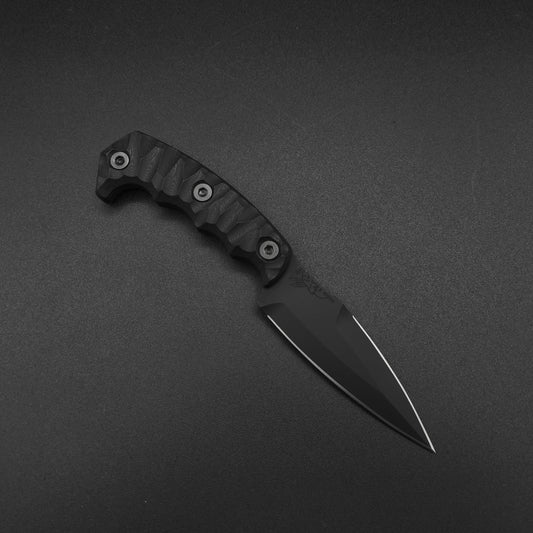 Half Face Blades HUMINT 4" Black G10, Armor Black Cerakote 1