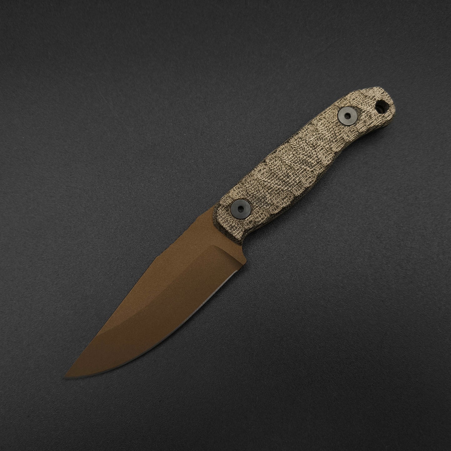 Half Face Blades Feather Light OD Green Burlap Micarta, Midnight Bronze 2