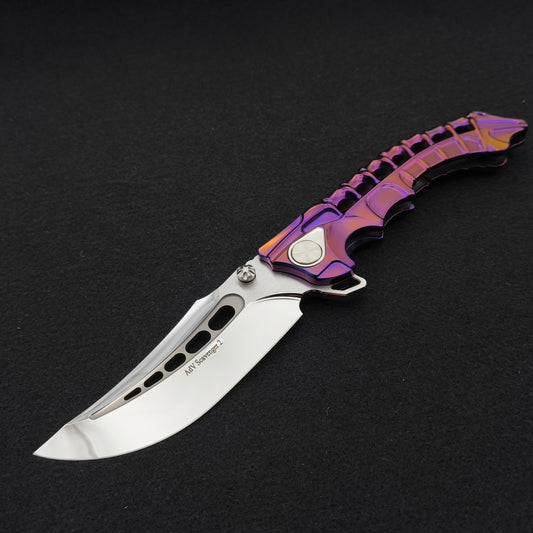 ADV Scavenger Gen 2, Integral Titanium Handle, Purple and Mirror finish, M390 1