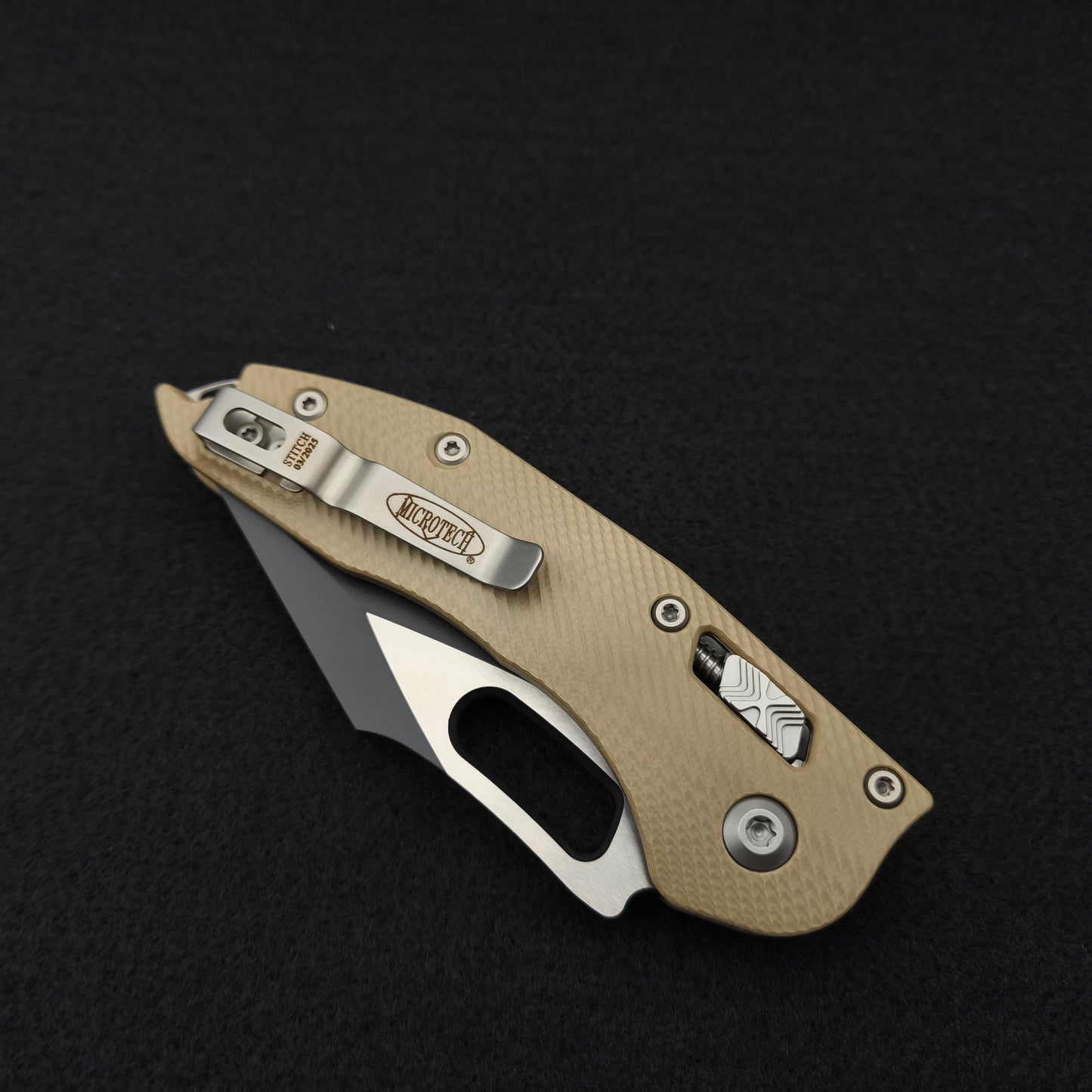 Microtech Stitch S/E Ram Lok Fluted Tan G10 M390MK 4