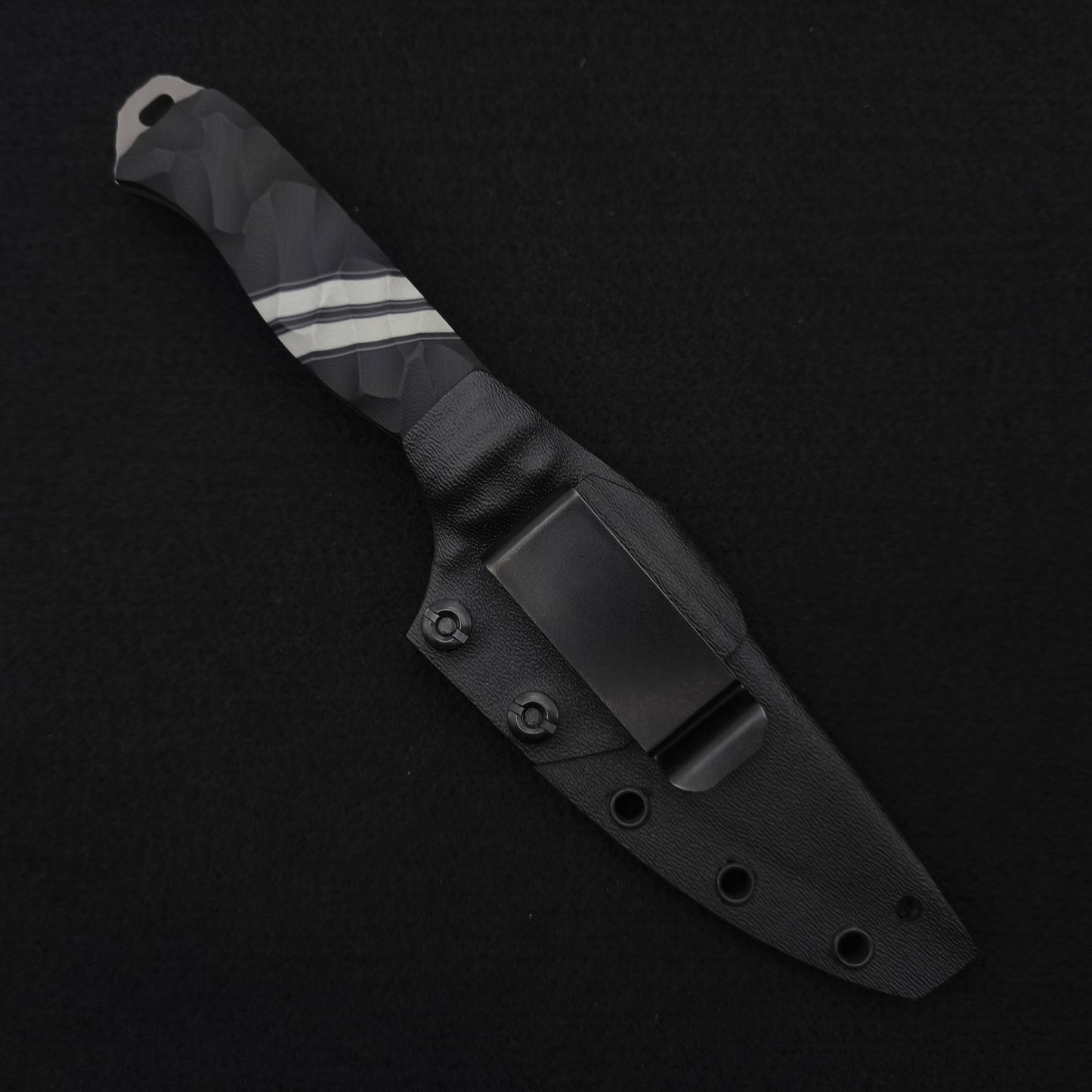 Half Face Blades Field Knife Black G10 and White G10 Split