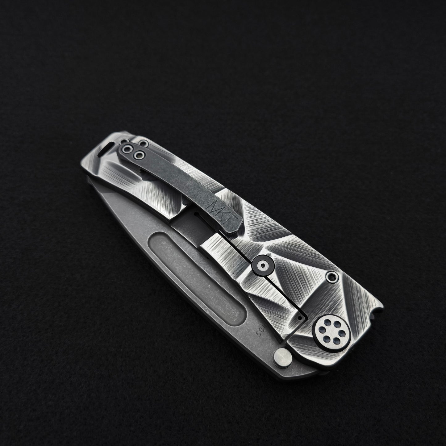 Medford Marauder, Full Size, Acid Distressed Tanto, Black and Silver Stained Glass