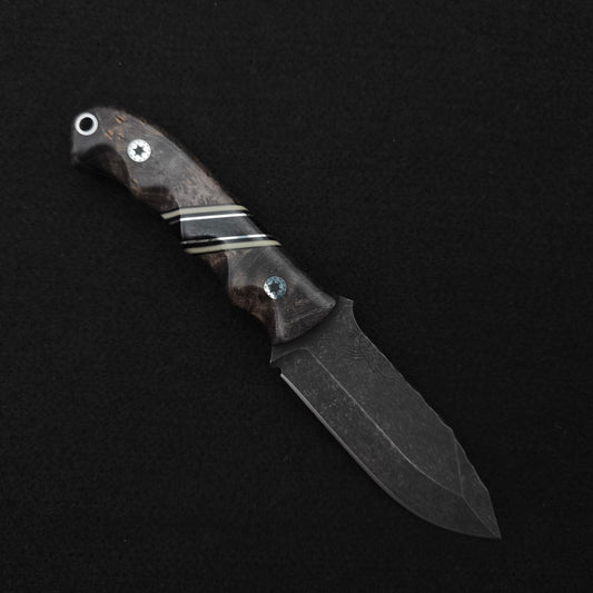 Half Face Blades Disaster Cub Dyed Black Ash Burl, Black Canvas Micarta Split 1