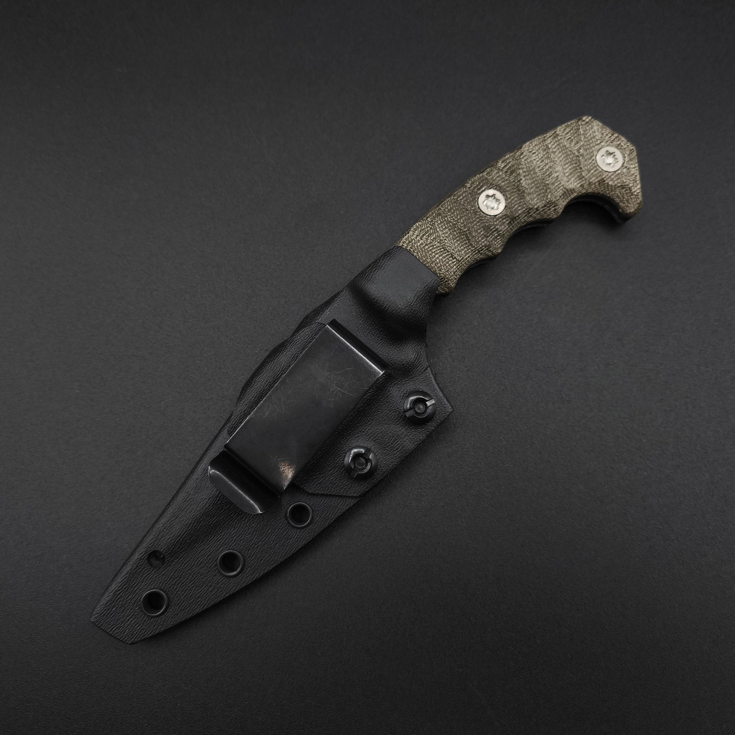 Half Face Blades HUMINT 4" OD Green Canvas Micarta, Armor Black 4