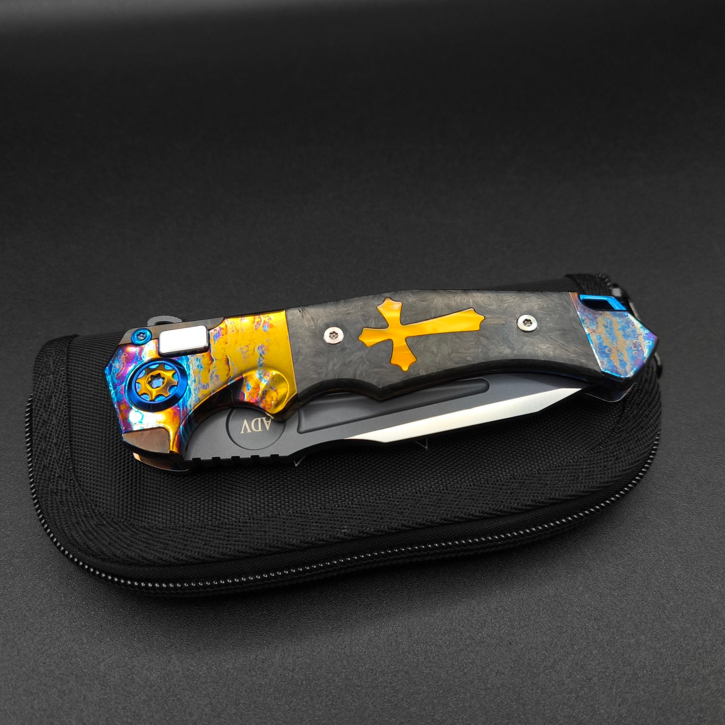 ADV Ronin Acid Rain, Carbon Fiber with Orange Cross, M390