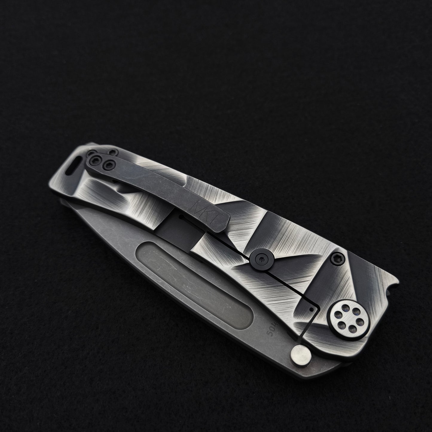 Medford Marauder, Full Size, Acid Distressed Tanto, Black and Silver Stained Glass 5