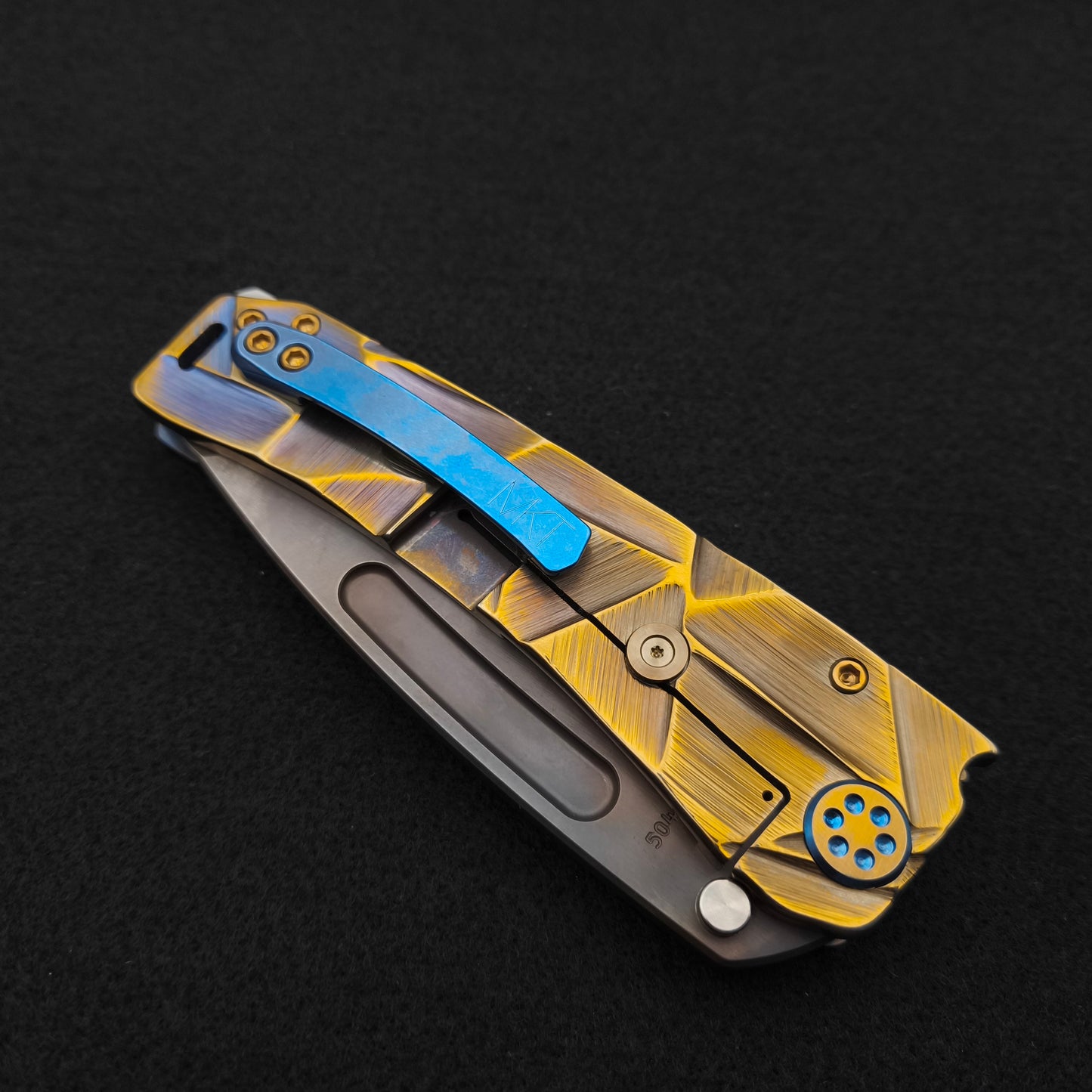 Medford Marauder, Full Size, Vulcan Tanto, Blue Violet Bronze Stained Glass 4