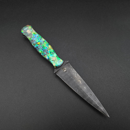 Sea Sick Blades Sea Sykes Damascus, synthetic Abalone 1