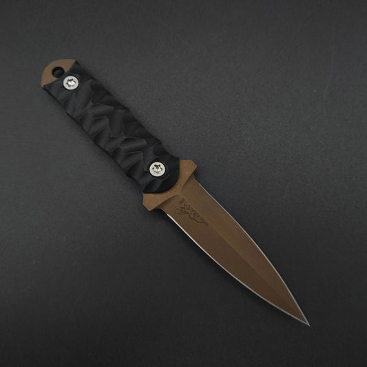 Half Face Blades Combat Dagger Black G10, Midnight Bronze 1