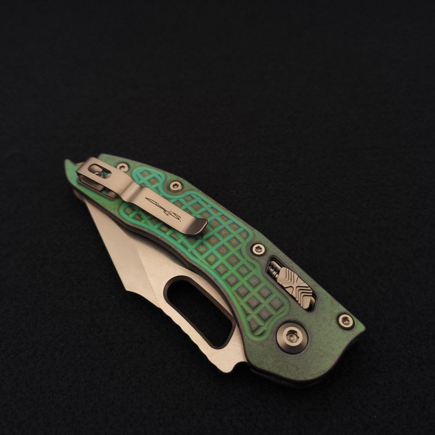 Microtech Stitch Ram Lok Antique Green Frag Stonewash Marfione Select