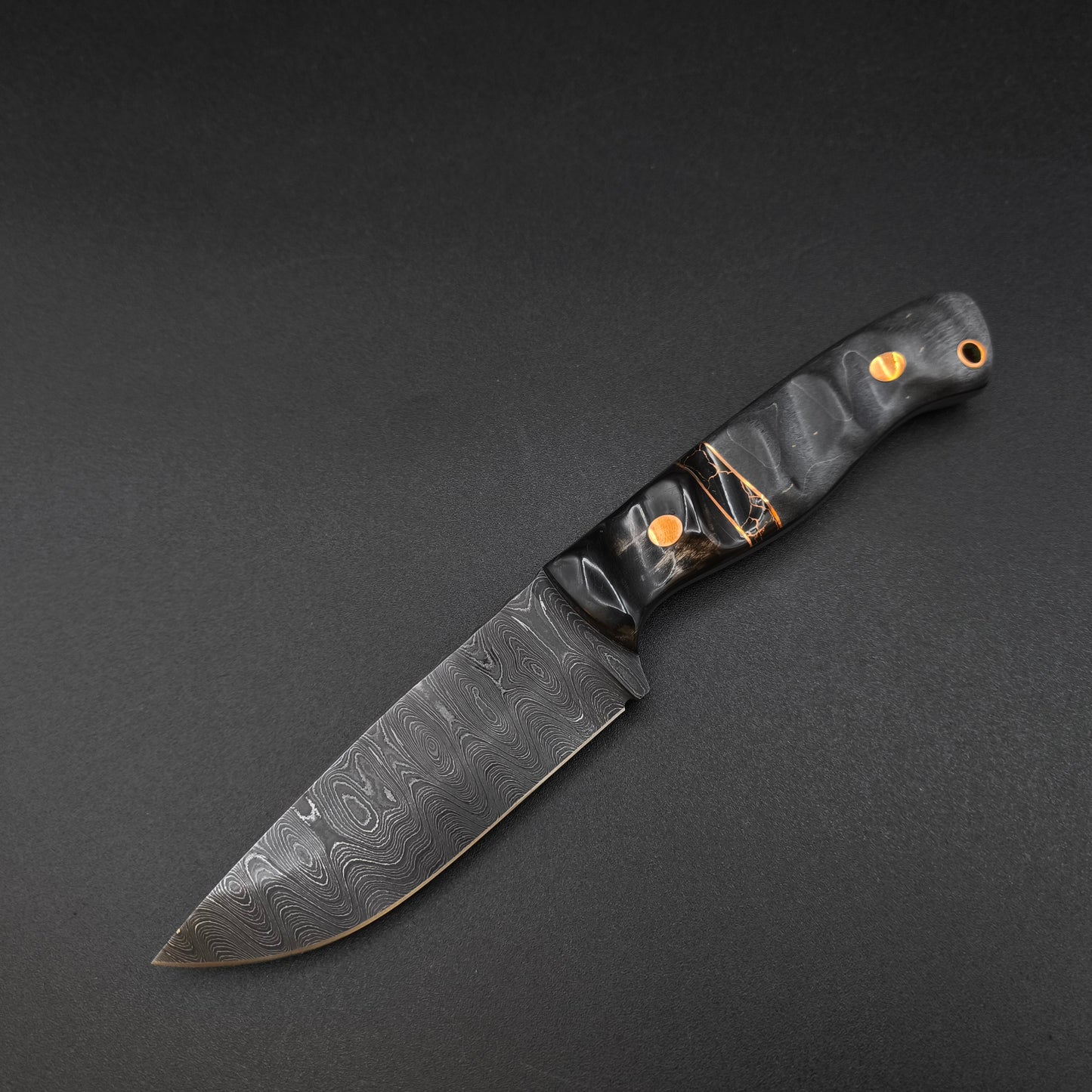 Sea Sick Blades Fieldcraft Damascus, Buffalo Horn, Curly Maple 2