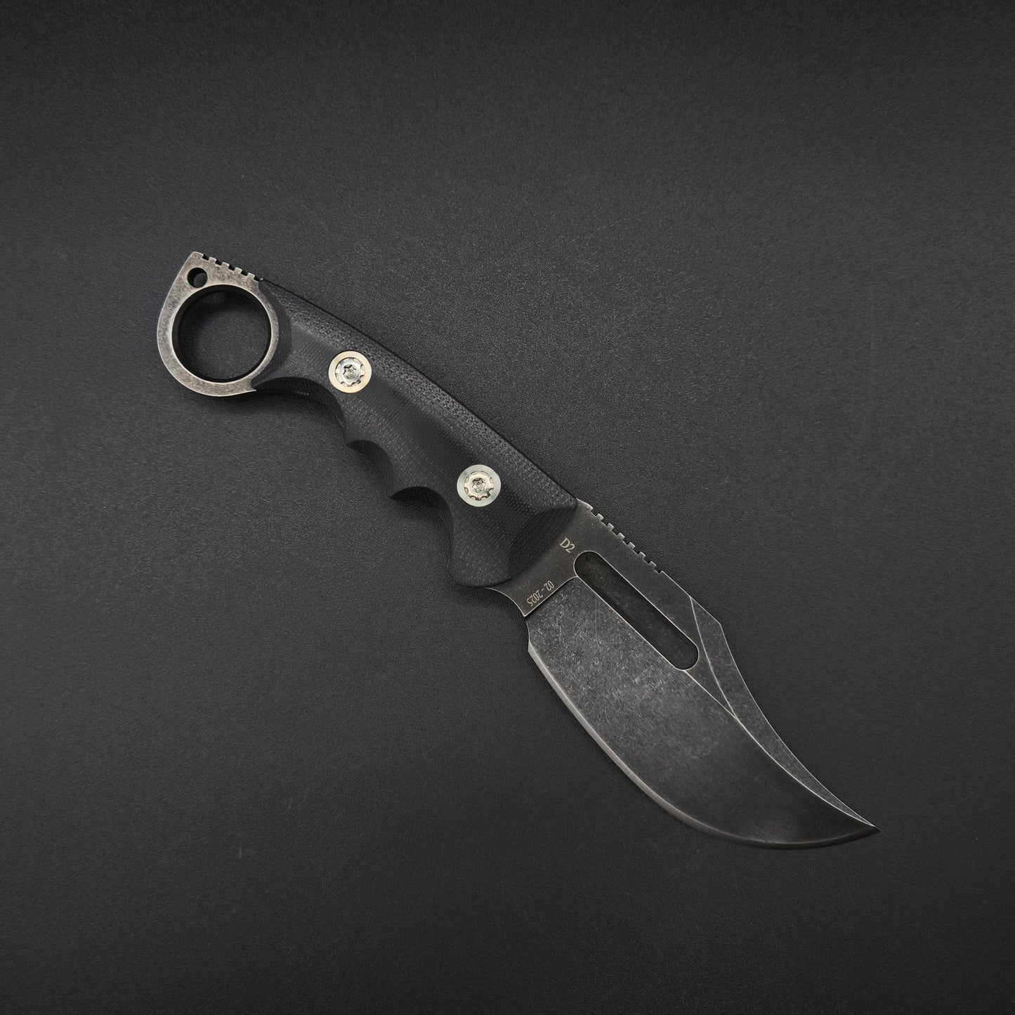 ADV Ring Bowie All Black G-10 D2 Steel