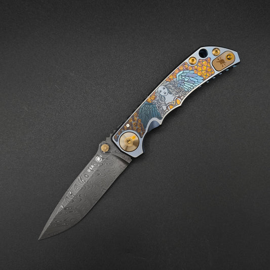 Spartan Blades Harsey Folder SF5 Custom Chad Nichols Damascus Angel
