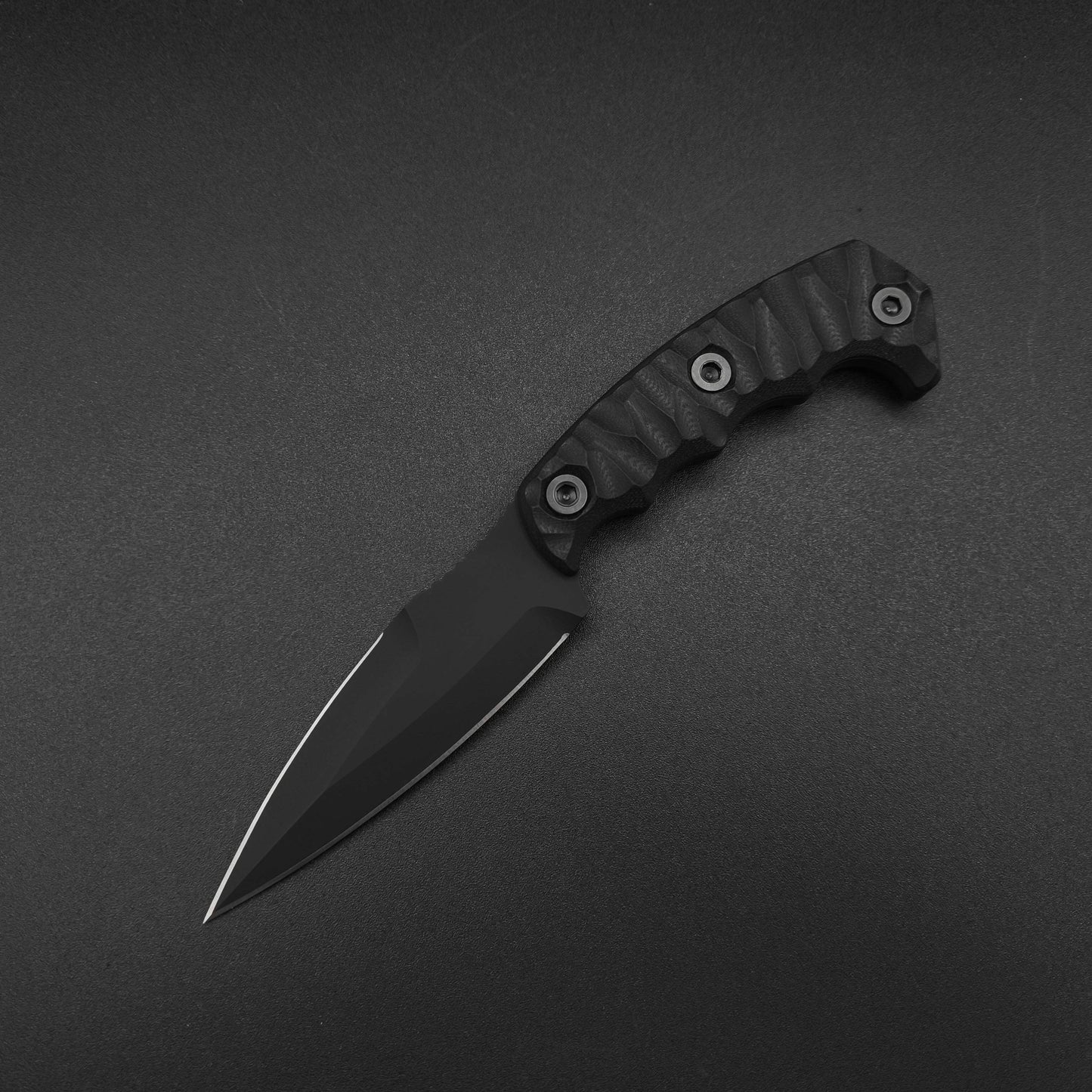 Half Face Blades HUMINT 4" Black G10, Armor Black Cerakote 2