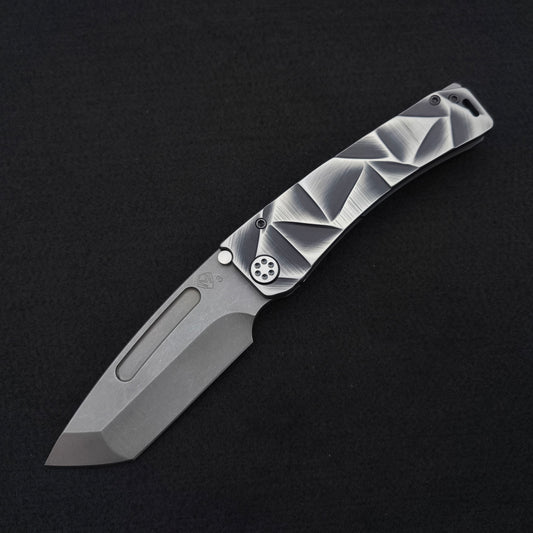 Medford Marauder, Full Size, Acid Distressed Tanto, Black and Silver Stained Glass 1