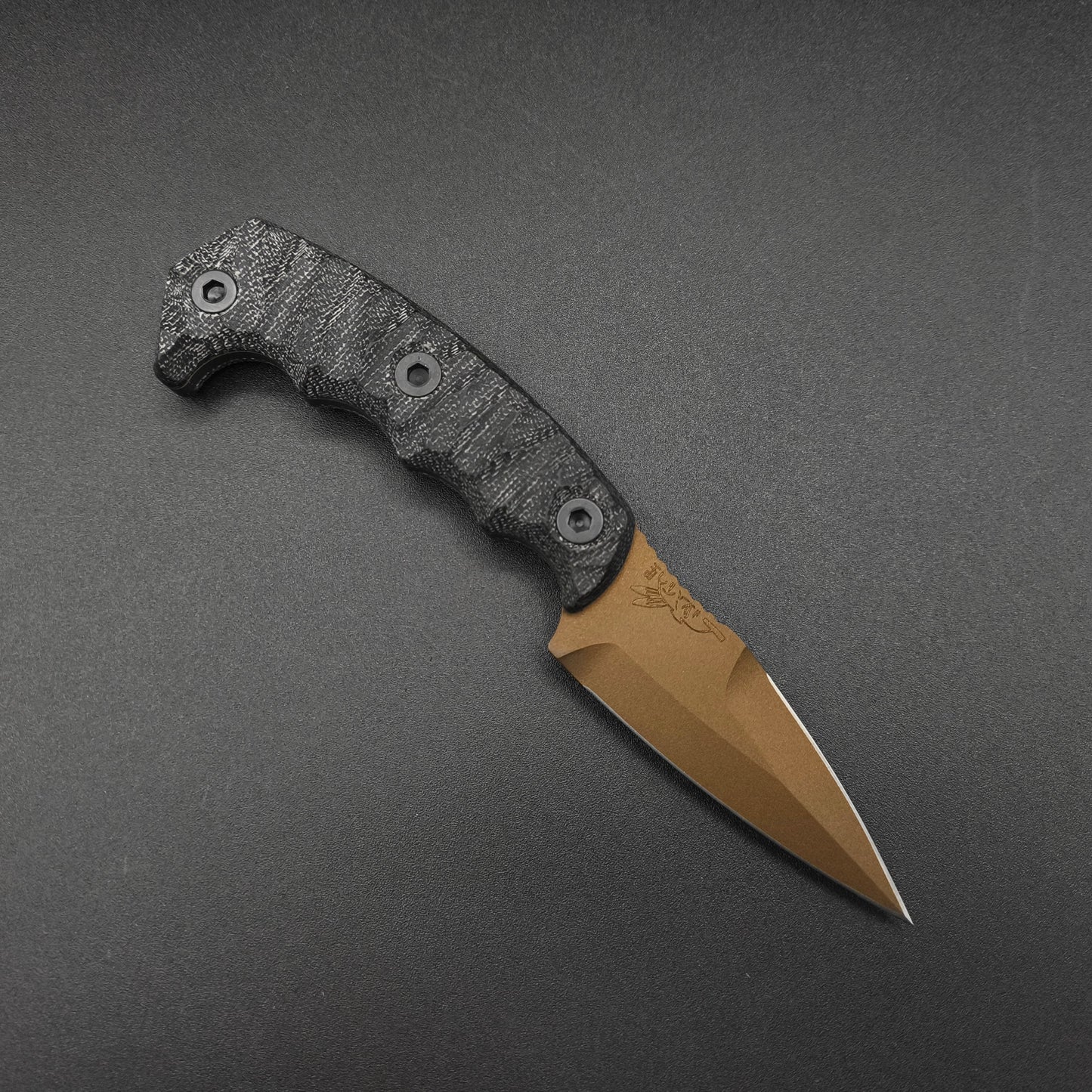 Half Face Blades HUMINT 3" Black Canvas Micarta, Midnight Bronze 1