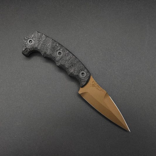 Half Face Blades HUMINT 3" Black Canvas Micarta, Midnight Bronze 1