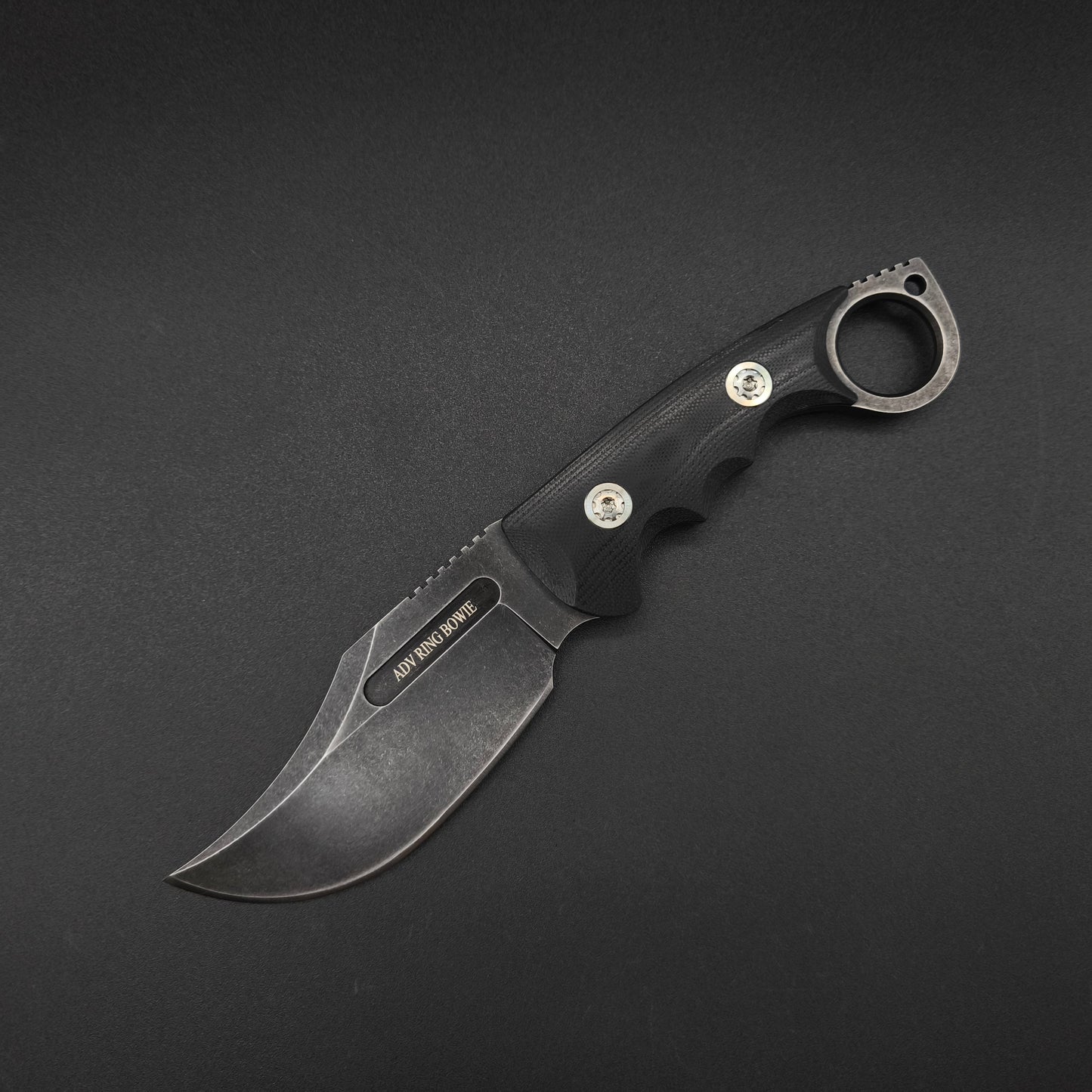 ADV Ring Bowie All Black G-10 D2 Steel