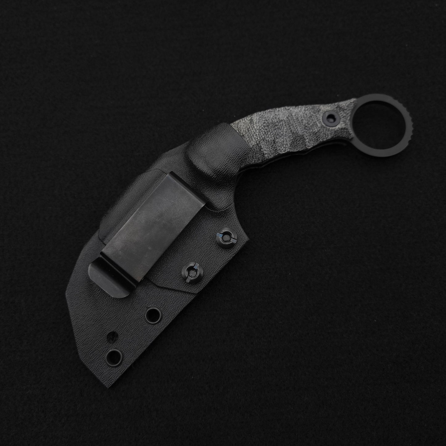 Half Face Blades Karambito Black Canvas Micarta, Armor Black Cerakote 4
