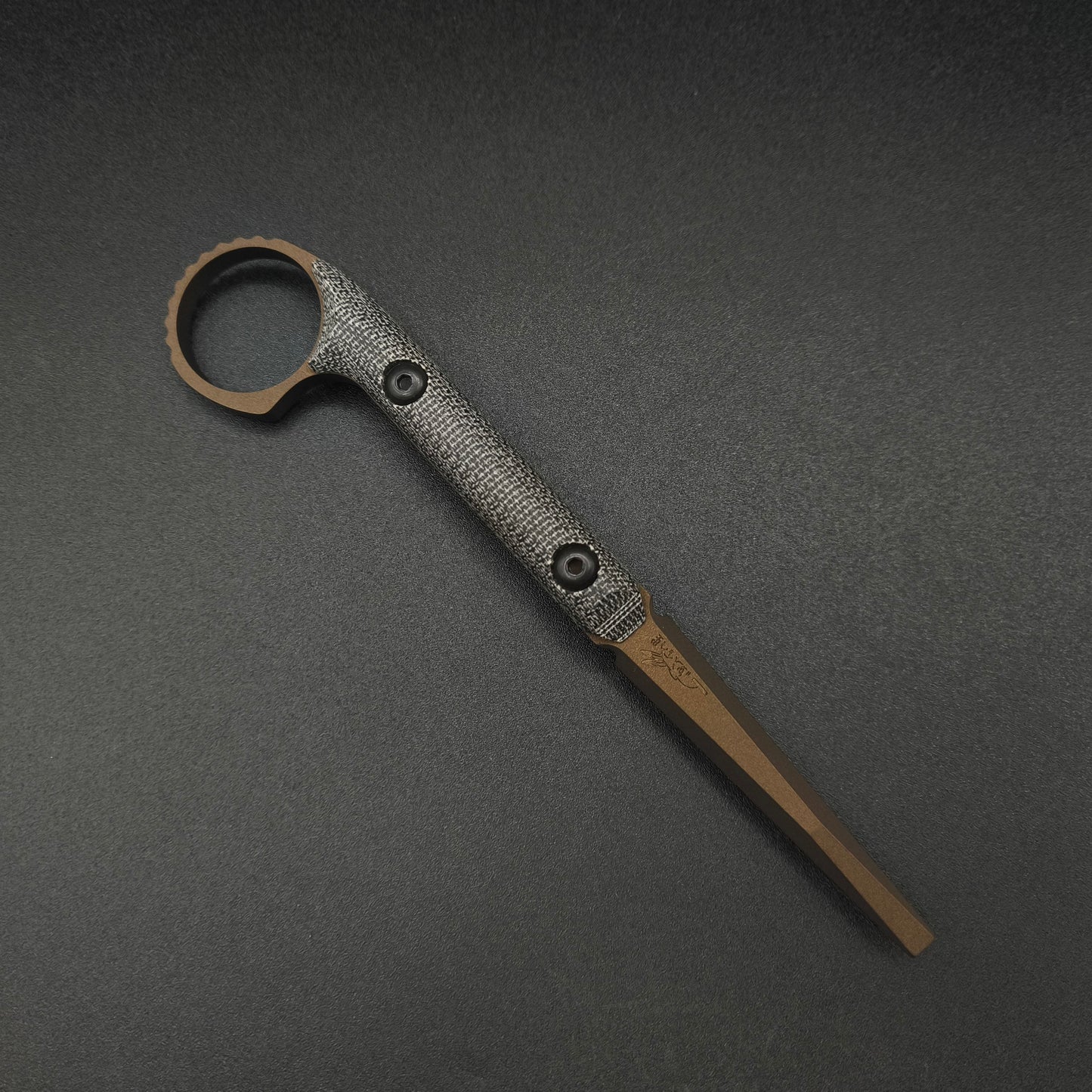 Half Face Blades Ring Flathead Black Canvas Micarta, Midnight Bronze 1