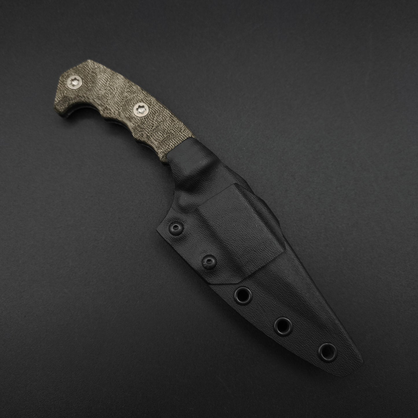 Half Face Blades HUMINT 4" OD Green Canvas Micarta, Armor Black 3