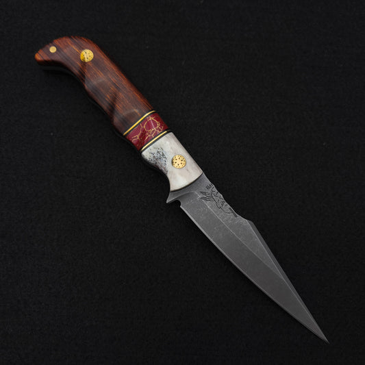 Half Face Blades Senator Elk Antler, Black G10 and Brass Pin Striping 1