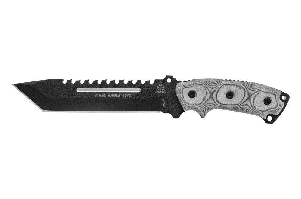 TOPS Steel Eagle TP107D, Sawback, Tanto, Micarta, 1095 2