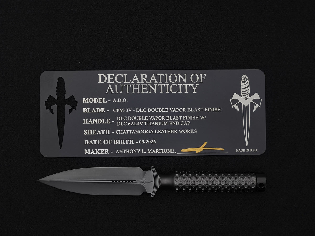 Microtech Knives A.D.O. Double Vapor Blast Marfione Custom